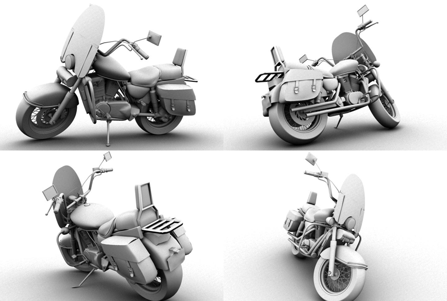This is just something I've been playing around with in my spare time. Not that I have much, so it may never get done.  This is actually a model of my own Honda Shadow VT100 ACE.  One day I'll get it done.